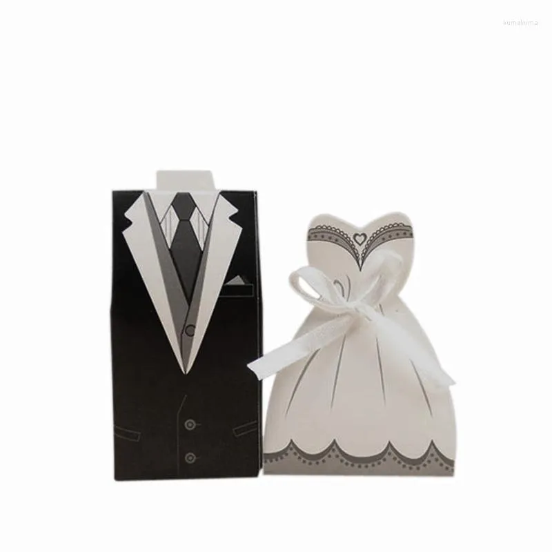 Confezione regalo 20 pezzi Matrimonio creativo Sposa e sposo Scatola di caramelle Moda in stile europeo Ritorno Vestito Vestito Imballaggio Zucchero