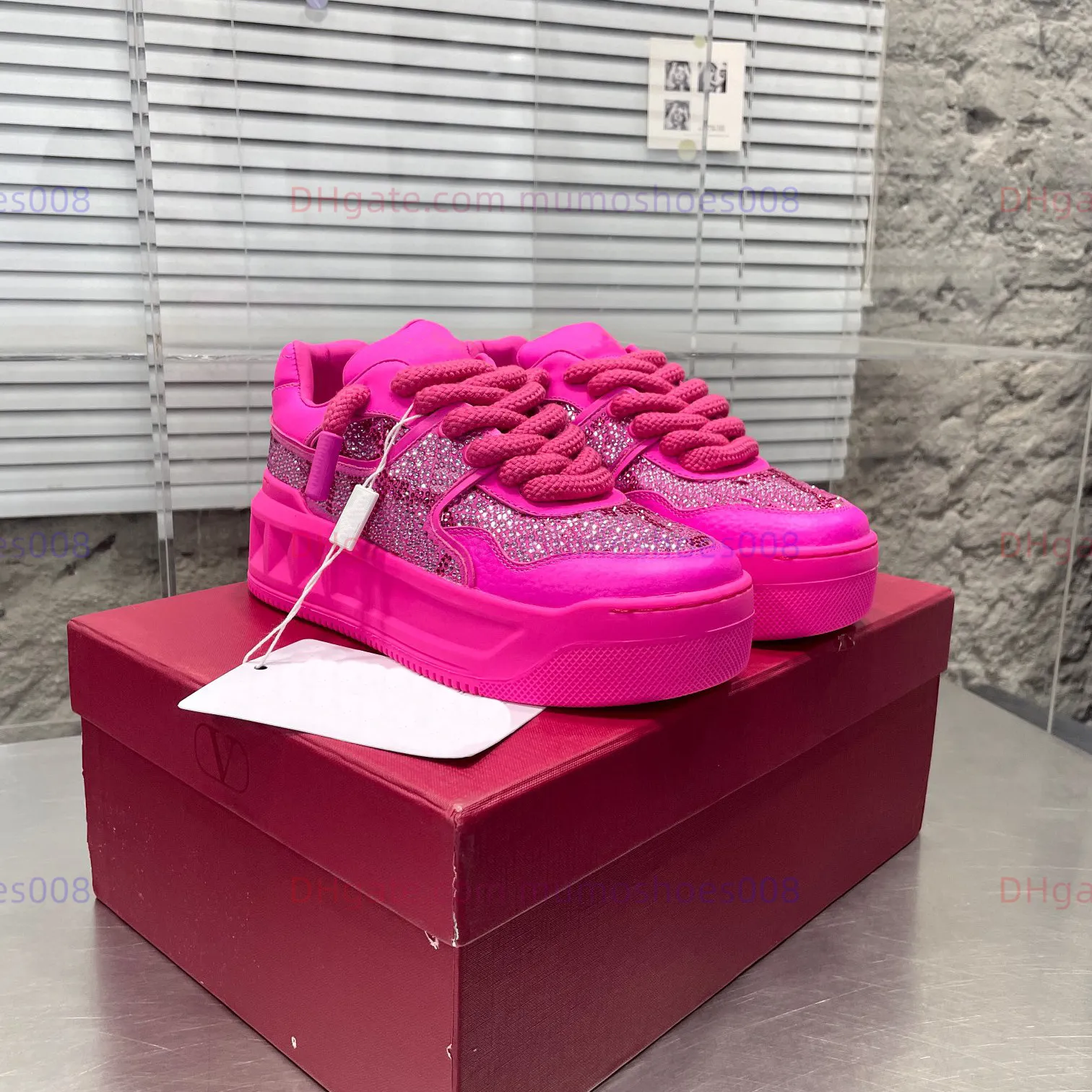 Scarpe di design di lusso Donna One Stud Scarpe casual strass Nappa Pelle Stampa a rete maxi borchie Battistrada in gomma Scarpe da corsa sneaker rosa casual outdoor Scarpe piatte