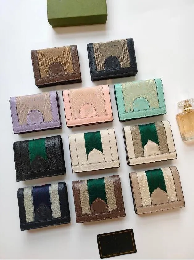 Rese Passport Holing Visit Cards Väskor med Box äkta läder Multi Color Credit Card Holders Simple Wallet Lady Fashion Coin Changes Cover Pouch