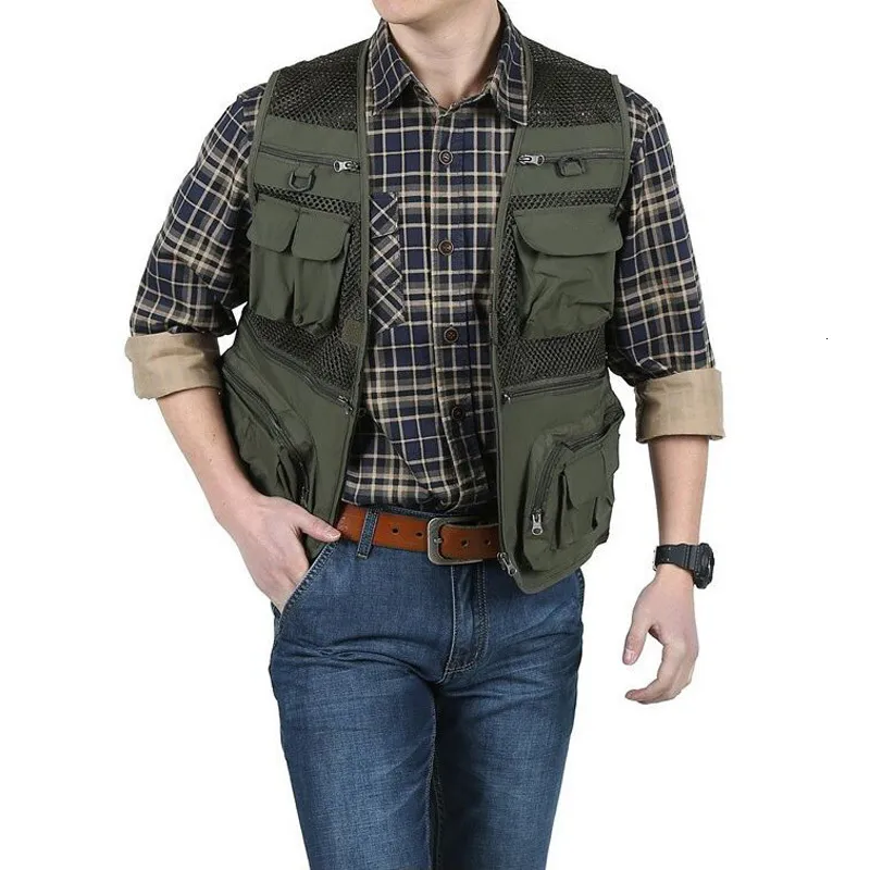 Mens Vests Outdoor Summer Tactical Fishing Vest Jackets Men Safari Jacket  Multi Pockets Travel Sleeveless Jackets S 7XL Plus Size ZA561 230804 From  17,38 €