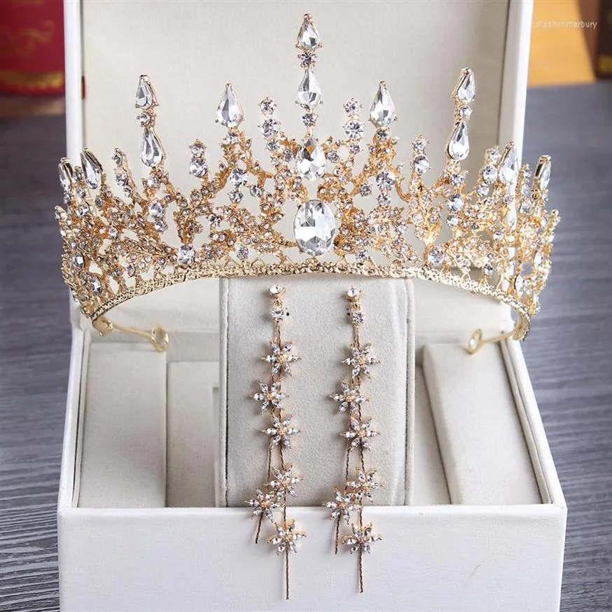 Headpieces Luxury Princess 2022 Wedding Bridal Tiara Rhinestone Crown Head Pieces Crystal pannband Hårtillbehör Guld Silver243f