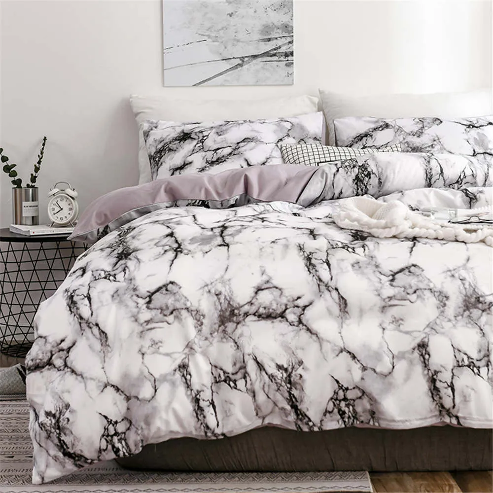 Bettwäsche-Sets Nordic Modern Style Marmormuster Bedrucktes Bettbezug-Set mit Kissenbezug Double Full Queen King Size Bett 5 Farben 230807