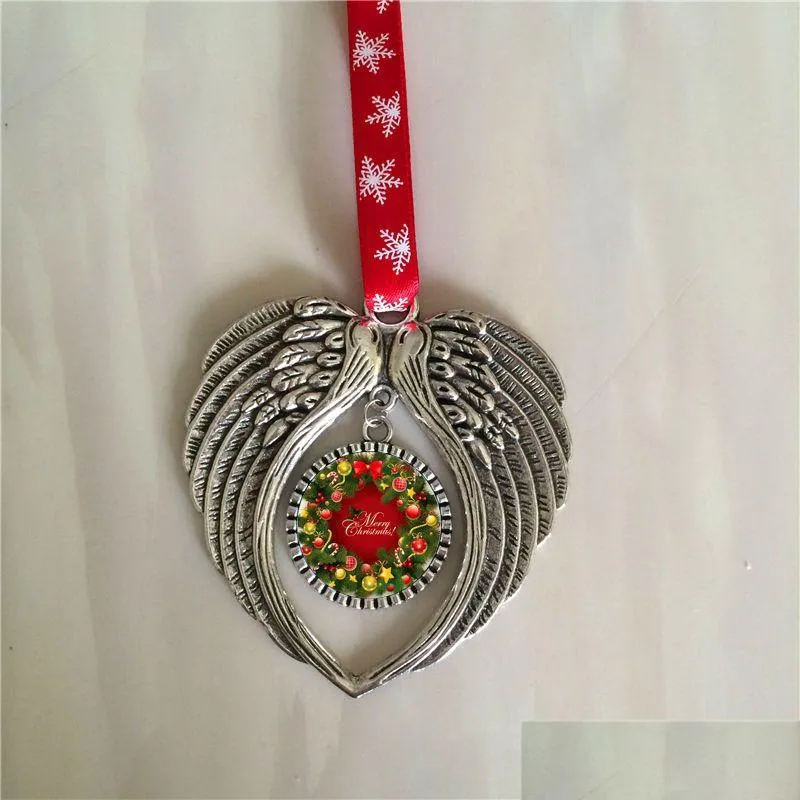 Christmas Decorations Sublimation Ornament Angel Wings Shape Blank Transfer Printing Consumables Supplies New Style Wholesales Drop De Dhjbo