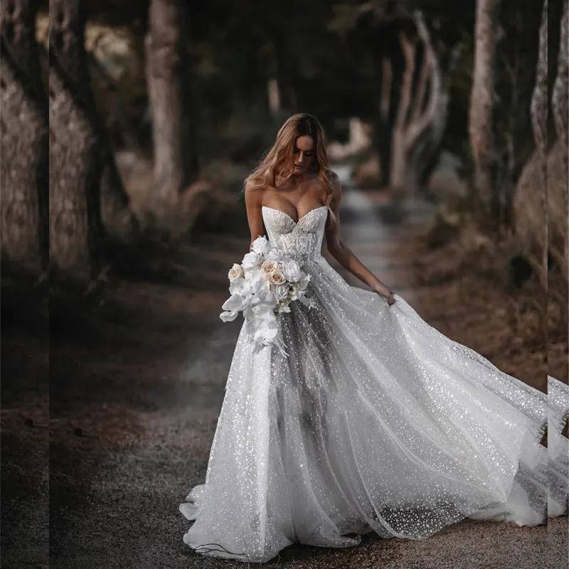 bling corset wedding dress Champagne Wedding Dress with Sparkly Beaded Corset and Elegant Tulle Skirt