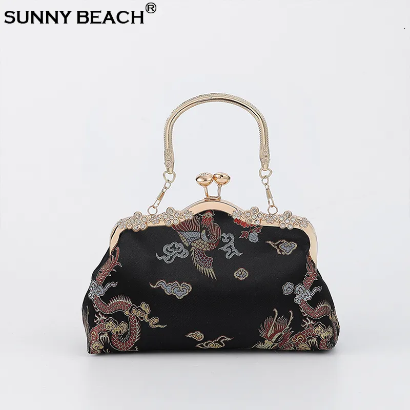 Avondtassen SUNNY BEACH Mode Chinese stijl Zijden tas Dameshandtas Japanse Crossbody Borduren Tote Cheongsam Vrouwelijke Cosplay Clutch 230807