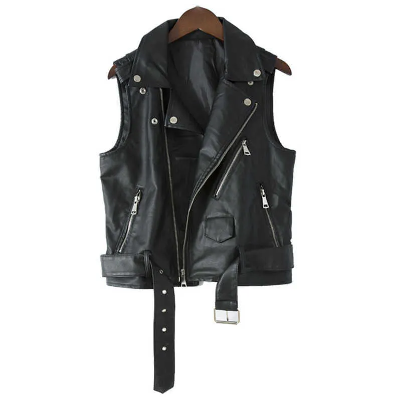 Vestes pour femmes Punk Faux Cuir Gilet Veste Femmes Sans Manches Moto Biker Vestes Noir Gilet Rétro Cool Femelle Zipper Manteau Court 4XL