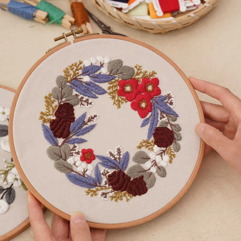 Kinesiska produkter Diy Flower Brodery med för nybörjare Cross Stitch Set Nålarbete Sying Art Handmade Craft Home Decor grossist