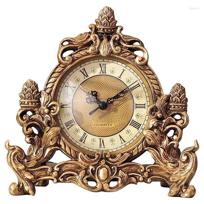 Table Clocks European Style Retro Clock Desk & Analog Battery Operated With Silent Sweep Mechanism Decoration For Home