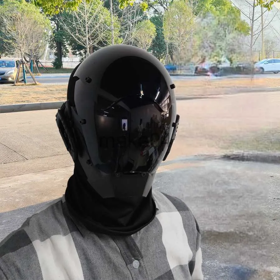 Partij maskers gepersonaliseerde zwarte Cyberpunk masker cosplay mechanische Scifi Gear Cyberpunk helm mechanische J230807