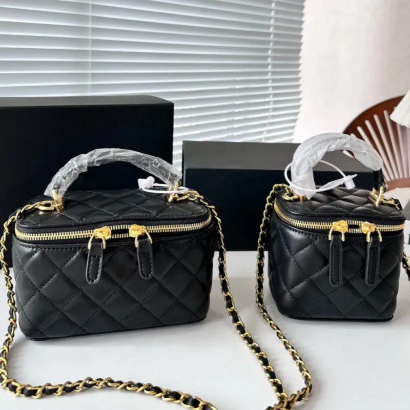 Women Crossbody Bags Shoulder Handbags Designer Luxury Mini Portable Cosmetic Lipstick Bag Sheepskin Black Ladies Fashion Small Purses Golden Ball Chain 11cm