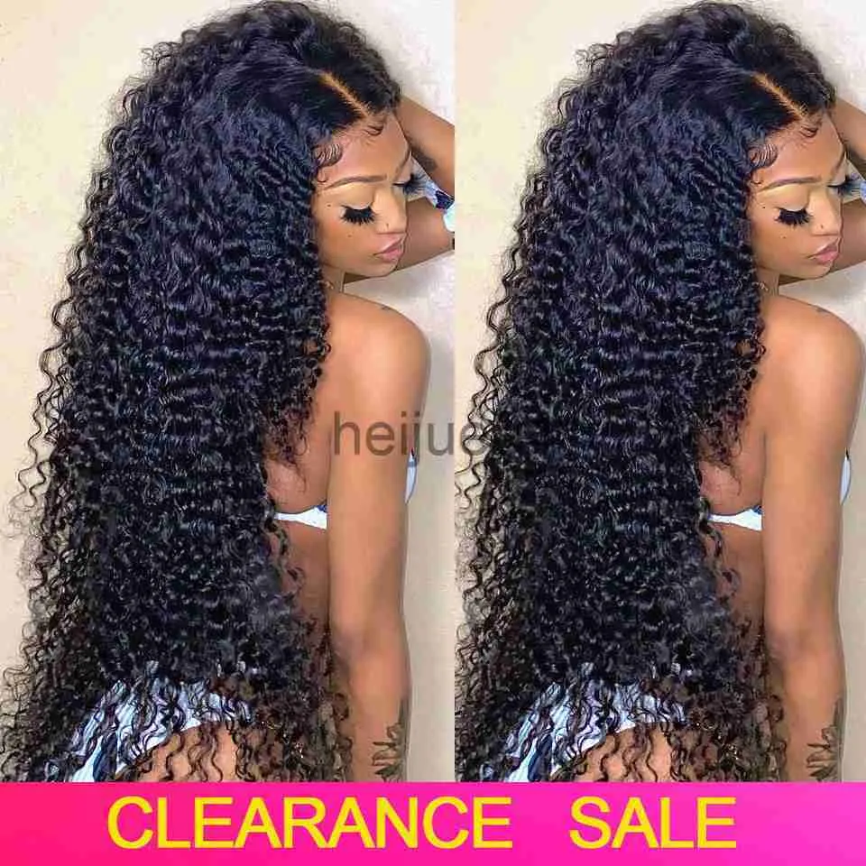 Mänskligt hår Kapslösa peruker Deep Wave Frontal Wig 13x4 13x6 HD Transparent spets frontala peruk Pre plockad Remy 28 30 tum Curly Spets Front Human Hair Wigs X0802