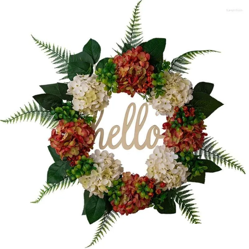 Couronnes De Fleurs Décoratives Couronne À La Main Avec Des Hortensias Exquis Et Des Grenades Drop Delivery Home Garden Festive Party Suppl Dhjbb