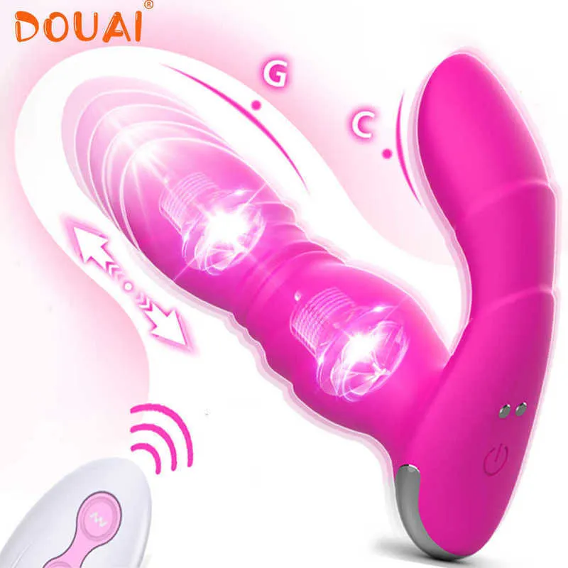 Massagegerät, Dildo, Vibrator, teleskopisch, stoßend, Vagina, G-Punkt, Prostata-Massage, vibrierender Masturbator, Fernstimulator für Frauen und Männer