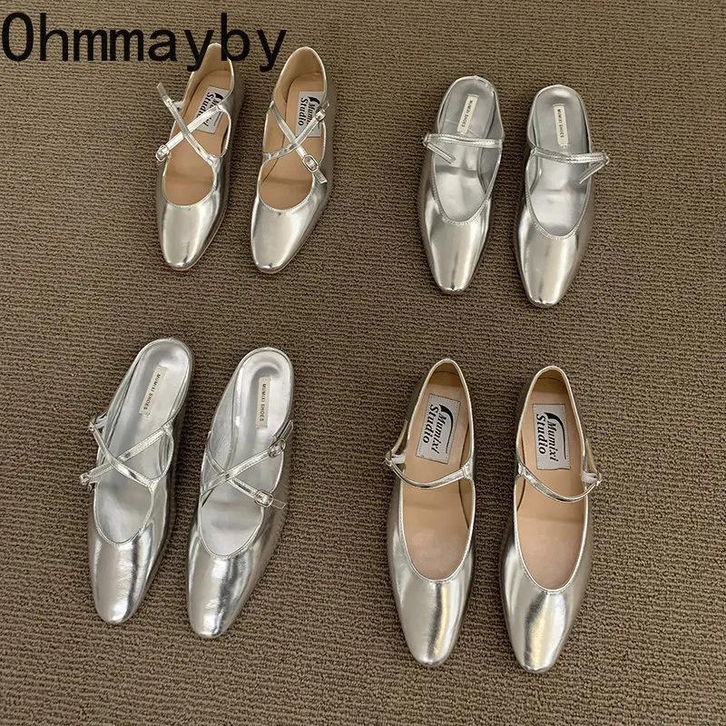 Sukienka buty 2023 Spring Single Silver Fashion Fashle Floide on Women Flat Ladies Casual Outdoor Ballerina But 230807