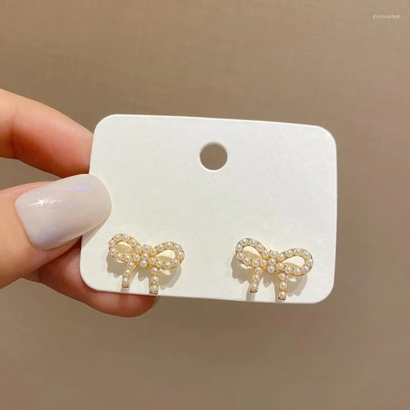 Boucles d'oreilles Vintage perle nœud papillon pour femmes filles coréen rétro petit mignon boucle d'oreille fête de mariage bijoux de mode en gros cadeau