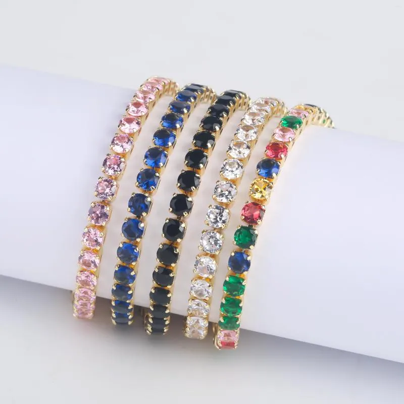 Lien Bracelets 10 Couleurs INS Vente Brillant Cristal Femme Bracelet Cuivre Plaqué Or 18 K Lucky Girl Bijoux Pour Porter Quotidien