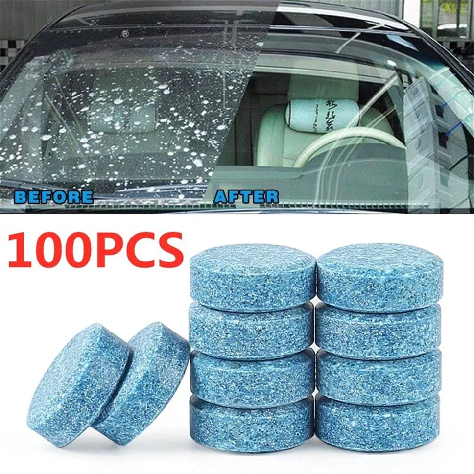 100Pcs Lavaggio vetri per auto Compresse effervescenti Solido Pulizia parabrezza per auto Liquido lavavetri Vetro Pulizia servizi igienici Accessori auto 20223x