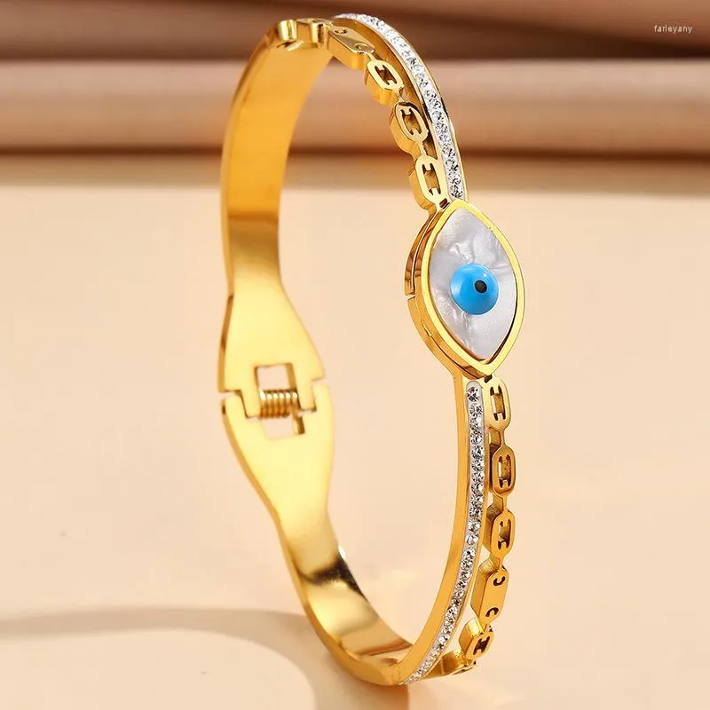 Bracelet en acier inoxydable 316L yeux bleus pour femmes fille tendance mal bracelets Non-fading Bracelet bijoux cadeau goutte