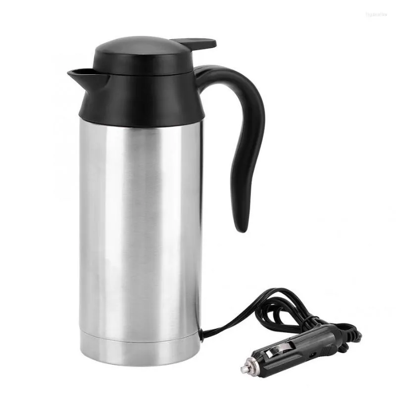 750ml 24V Electric Heating Cup Kettle Stainless Steel Water Heater Bottle For Tea Coffee Drinking Travel Car Truck