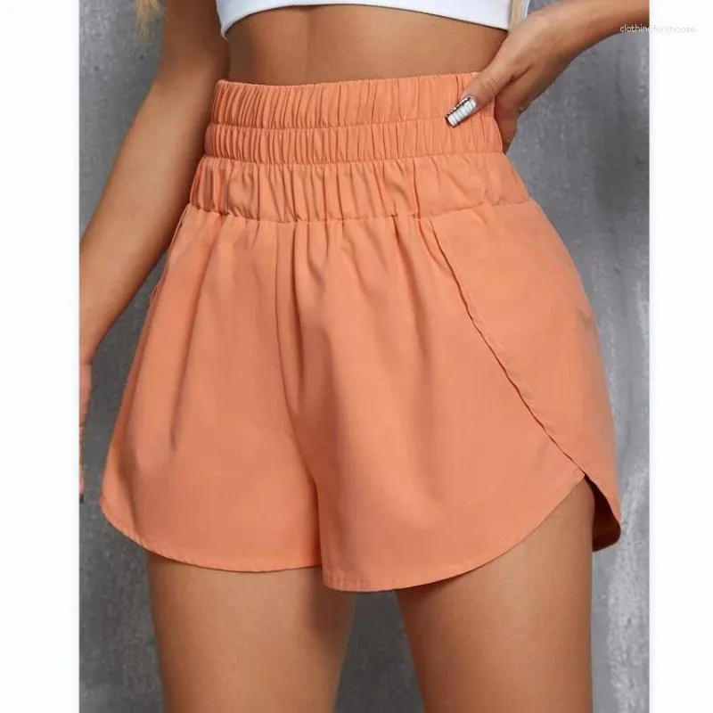 Shorts femininos laranja roupas esportivas de ioga e calças de tamanho grande para mulheres com cintura elástica Kawaii de verão