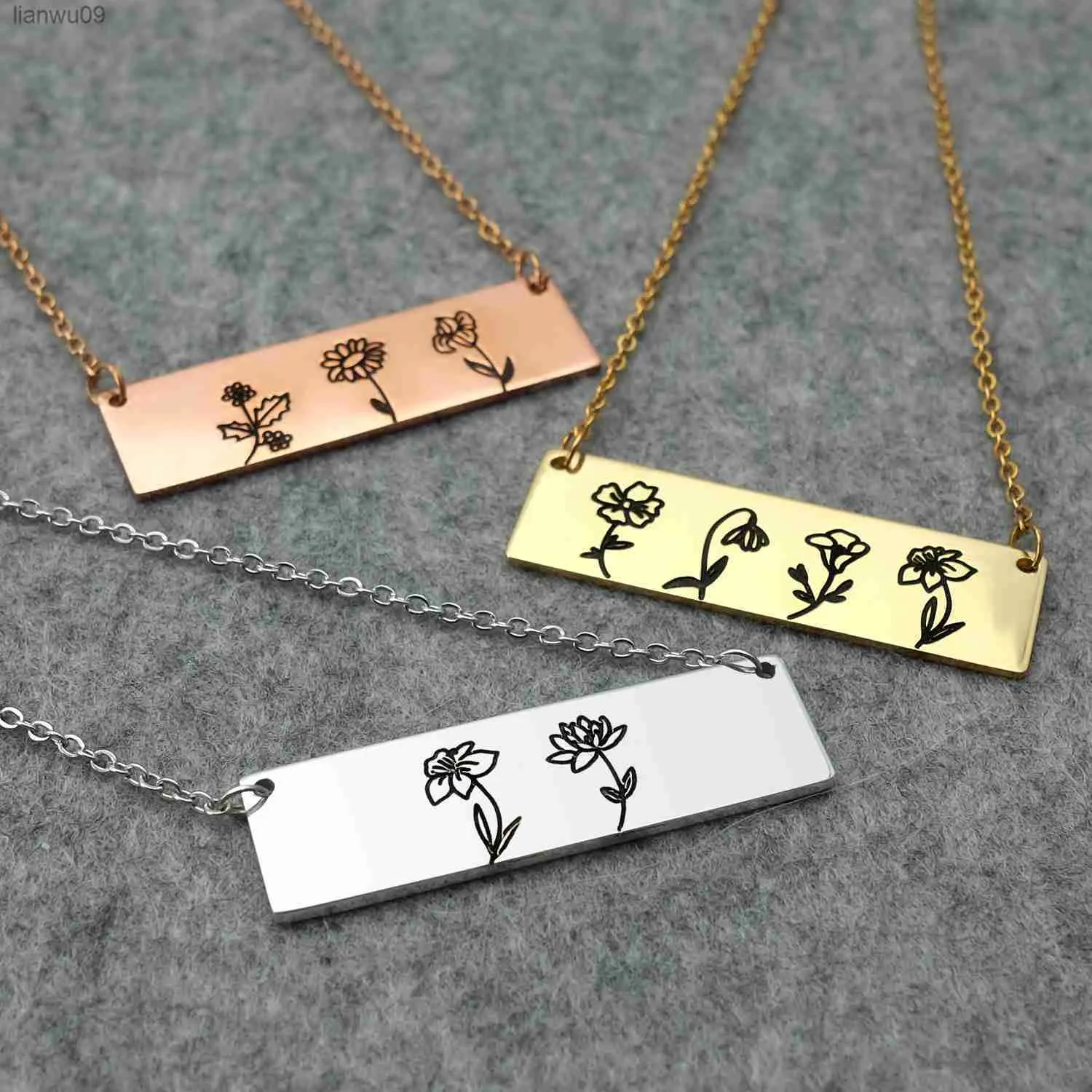 Personalized Bouquet Flower Combined Birth Flower Necklace Birthflower Necklace Gifts for Mom Custom Mom Birthday Gift L230704