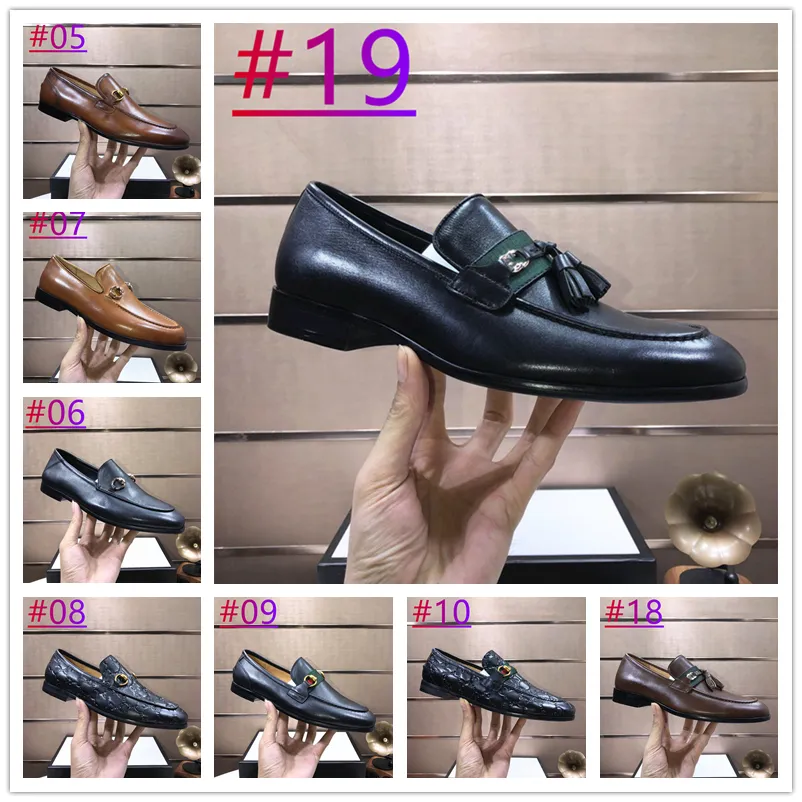 35 Стиль Новые G Loafers Mens Trade Trape Обувь заостренные пальцы черно -коричневые крокодило