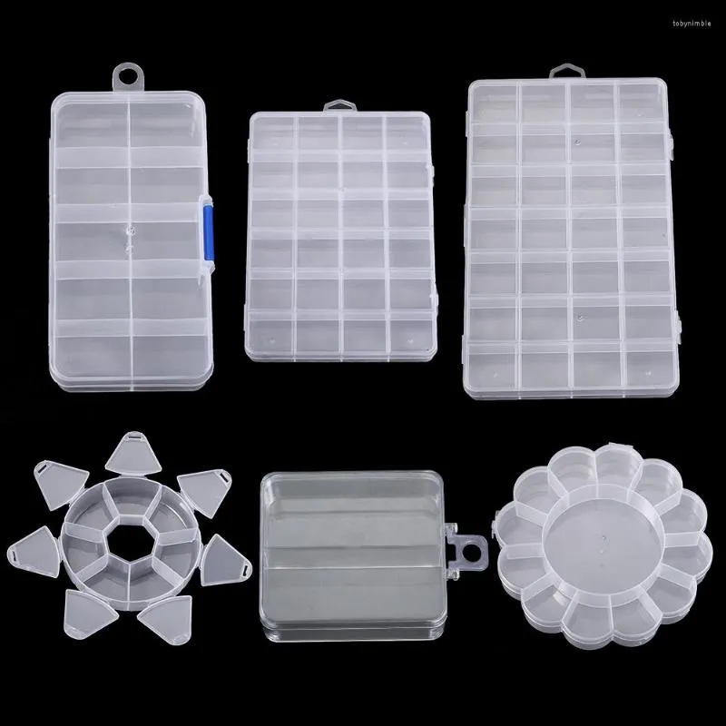 Jewelry Pouches Transparent Plastic Storage Box Compartment Portable Container For Beads Earring Rectangle Case