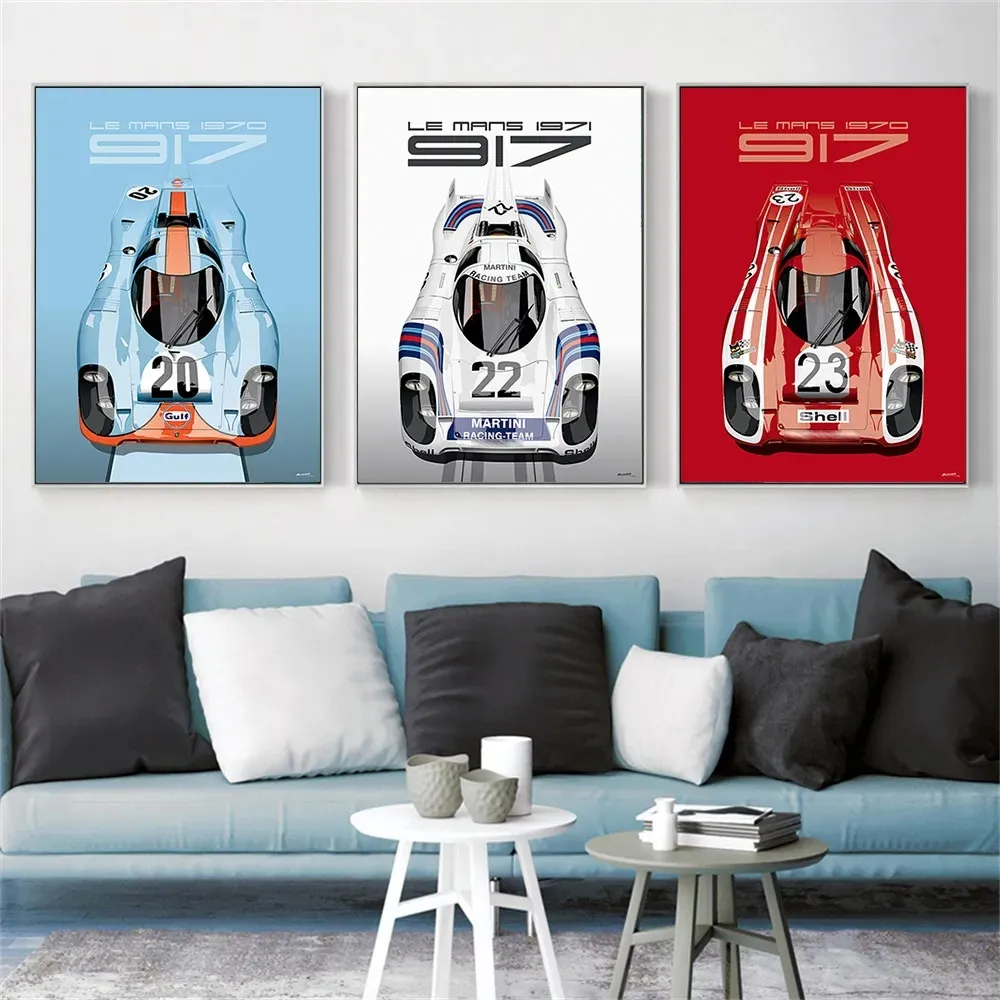 有名なレーシングチームカーキャンバスペインティングモダンなデザインホームベッドルームボーイズ装飾絵画ポスターフレンドWO6のギフト