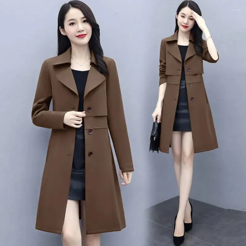 Fashion Women Trench Long Section Solid Color Coat 2021 New @ Best Price  Online