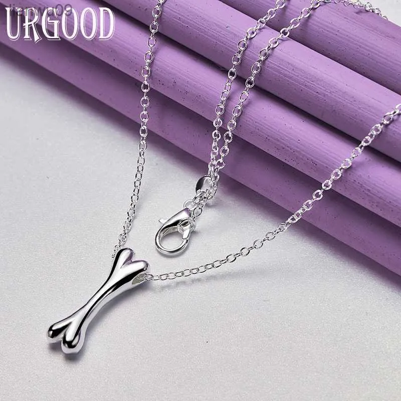 925 Sterling Silver Delicate Advanced Mini Bone Shape Pendant Necklace 1630 Inch Chain For Women Engagement Fashion Jewelry L230704