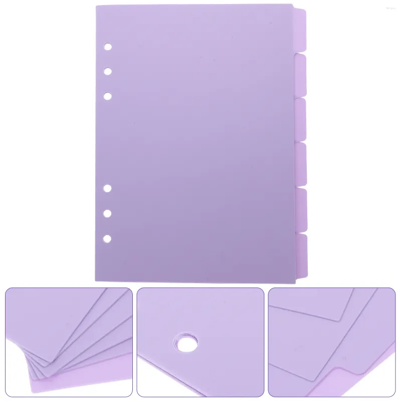 6Pcs Blank Labels Binder Dividers With Tabs 6 Hole Punch Office Supplies