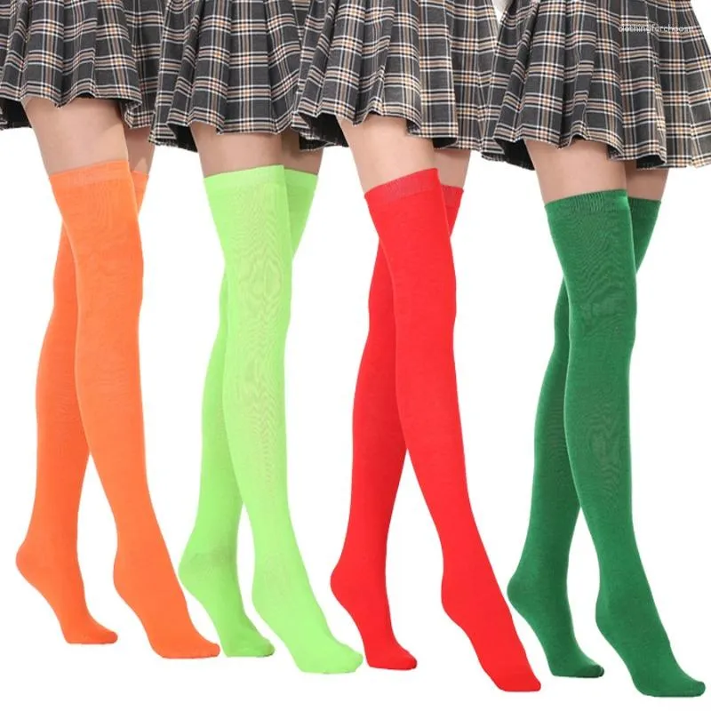 Women Socks Thigh High Over The Knee Solid Color Cotton For Lady Girls Black White Grey Warm Long Stocking Sexy Medias