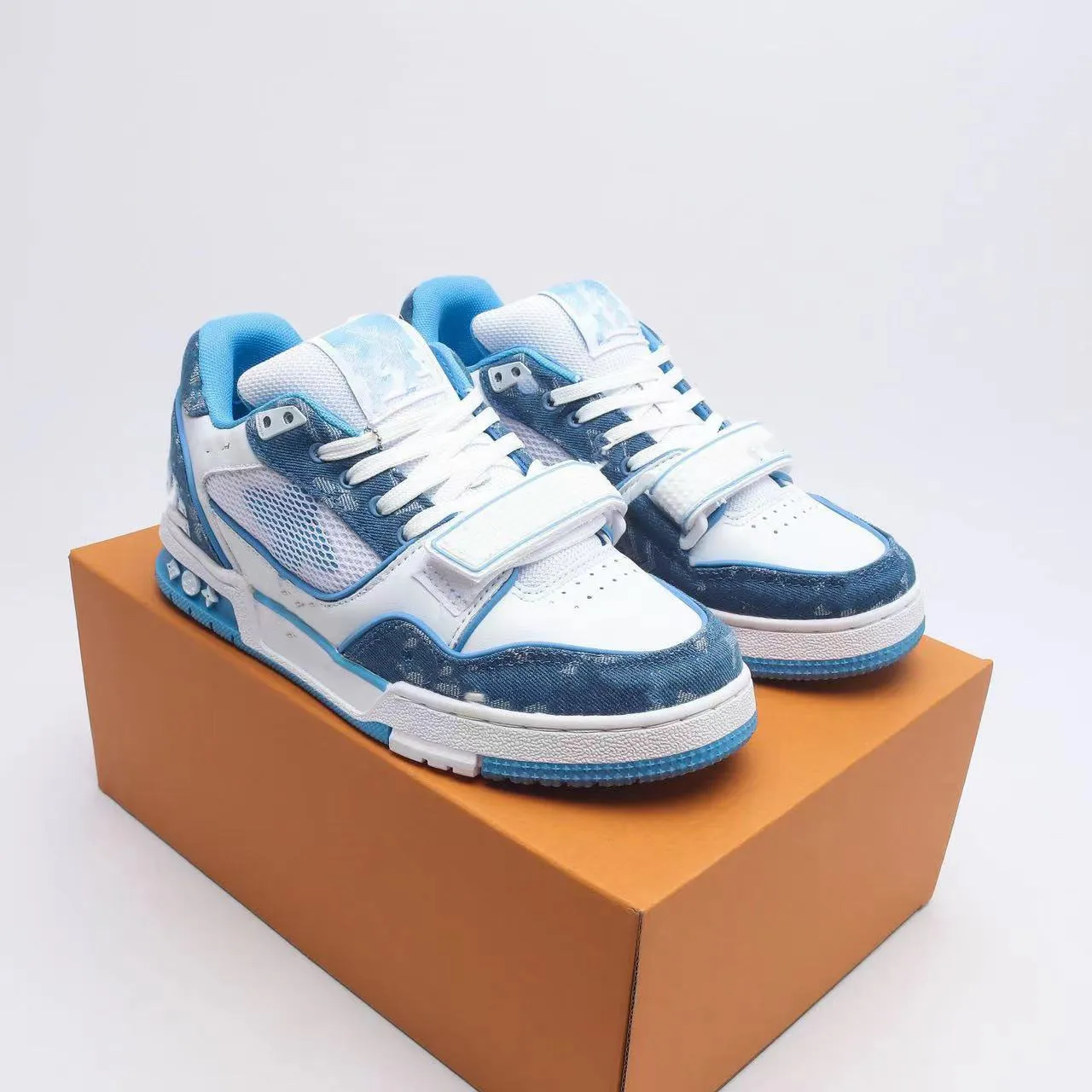 Designer Sneaker Virgil Trainer Casual Chaussures denim en cuir de veau gaufré Abloh Blanc Vert Rouge Bleu Lettre Superpositions Plate-forme Baskets Basses Taille 36-45 04