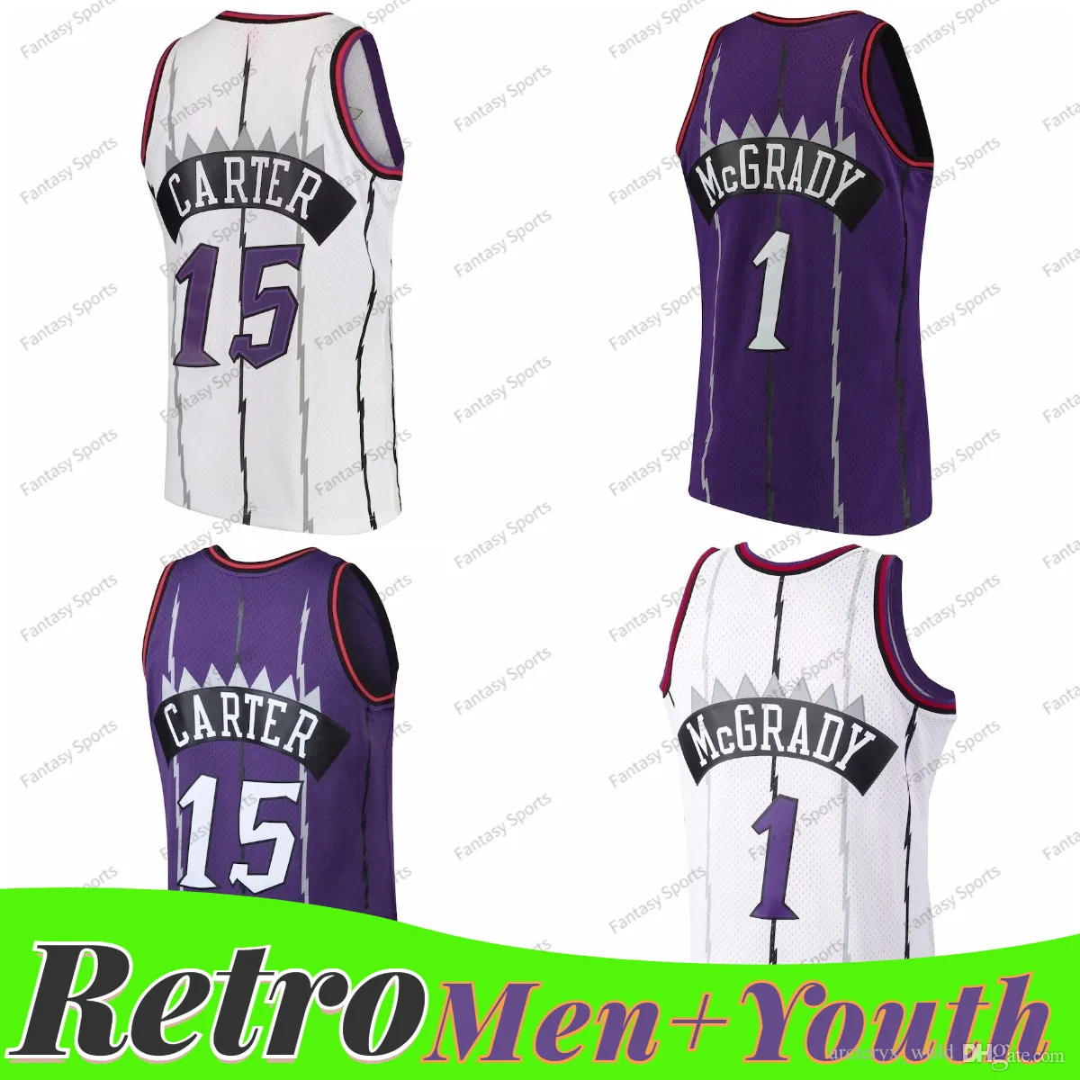 Męskie Kids Vince Carter Basketball Jersey Tracy Mcgrday White Purple Splatane zszywane koszulki młodzieżowe Klasyczne Maillot de Basketball