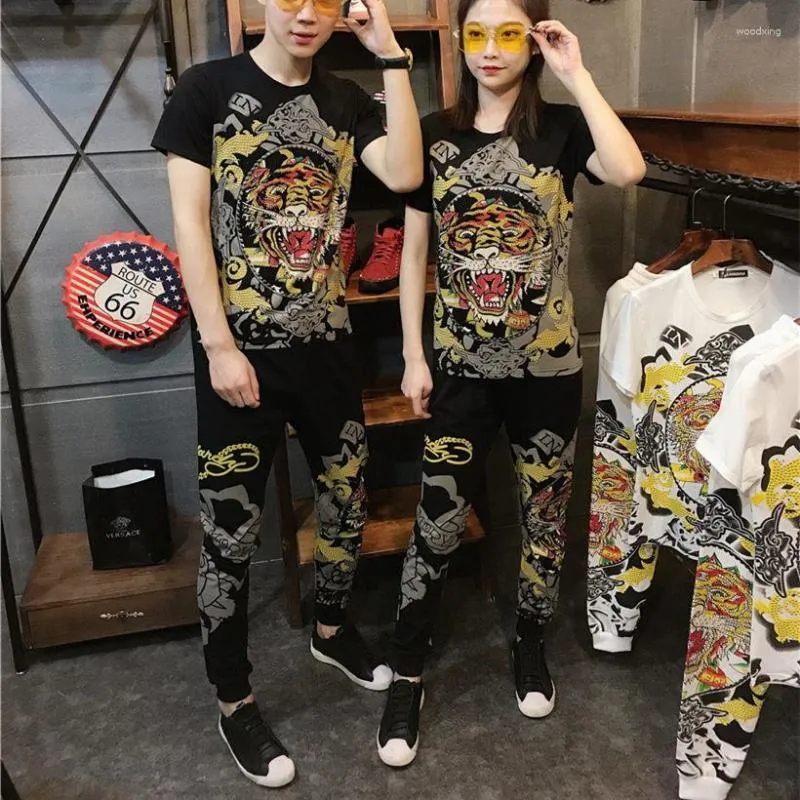 Männer Trainingsanzüge Eis Seide Anzug Sommer Paar Student Koreanische Lose Mode Hübsche Und frauen Kleidung Set Kurzarm hosen