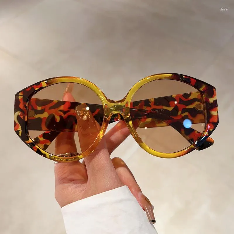 Sunglasses Designer Oversized Round Women For Men Vintage Fashion Sun Glasses Trendy Punk Big Frame Leopard Shades