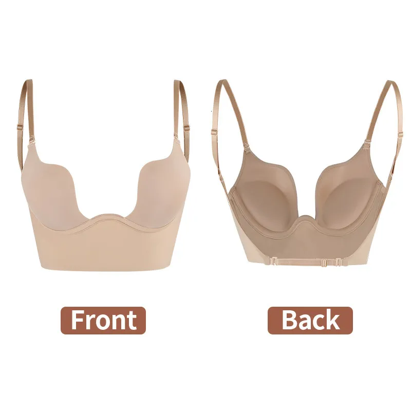 Backless Bra For Women,Sexy Deep V Bra with Low Back,Low Neck