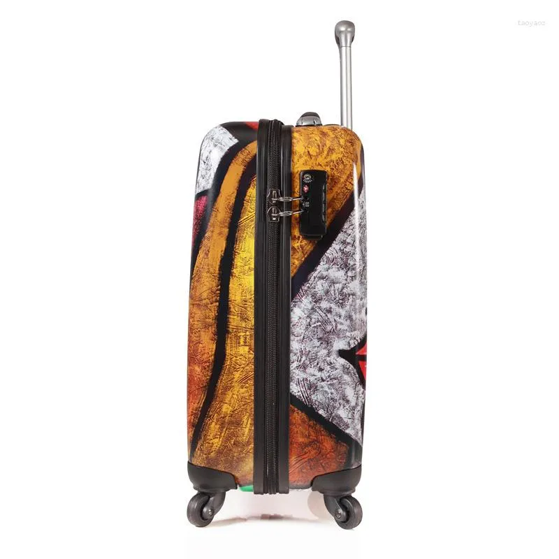 Suitcases Abstract Art! 20 Inch Rolling Luggage Original Fashion Trolley Suitcase Carry On Travel Luxury Valise