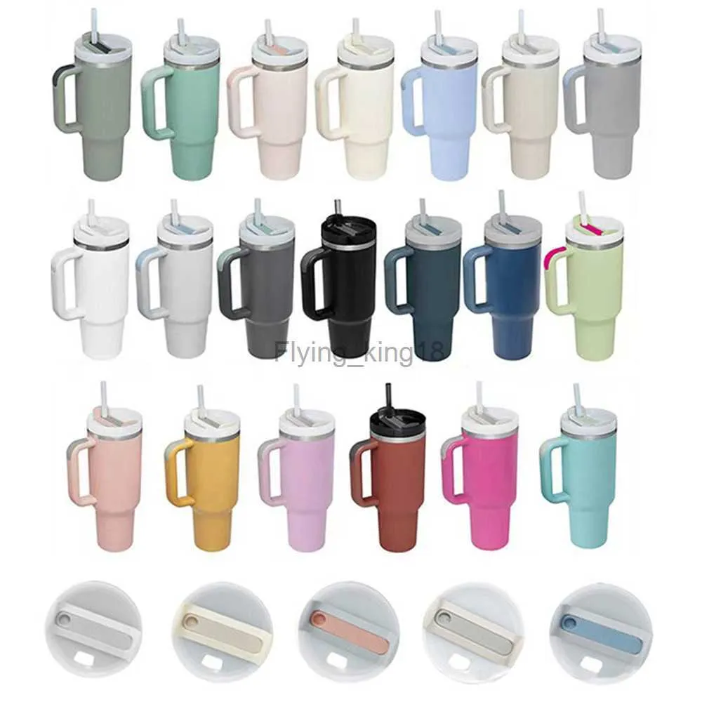 40 oz Tumbler With Handle Lid and Straw Insulated Stainless Steel Dupe Travel Mug Iced Coffee Cup for Hot and Cold Water 40oz HKD230807