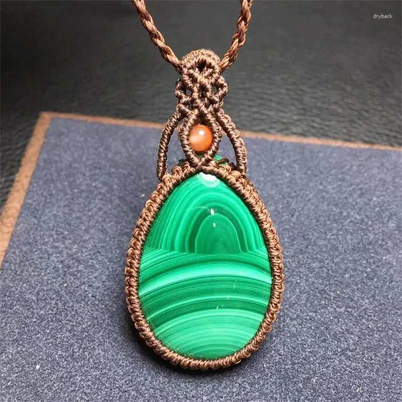 Strand Natural Hand-Woven Malachite Teardrop Pendant Fashion Women Healing Smycken Gemstone Crystal Charm Choker Necklace Gift 1st