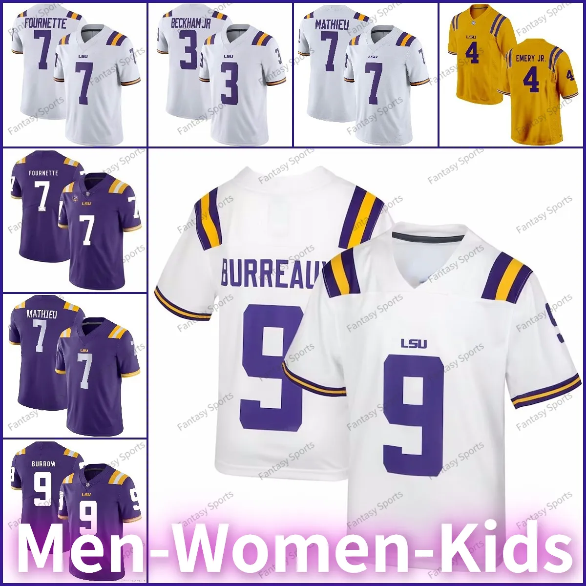 4 Perkins Jr LSU Burrow 9 Camiseta de fútbol Burreaux Odell Beckham Jr Terrace Marshall Jr. 83 Russell Gage 40 White Chaisson 77 Ethan Pocic 94 Danielle Hunter Custom S-XXXL