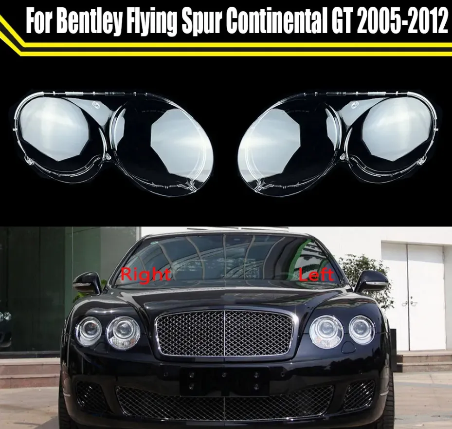 Reflektor reflektorów obiektywu przezroczystą obłokę z abażurą szklaną czapki na bentley Flying Spur Continental GT 2005-2012