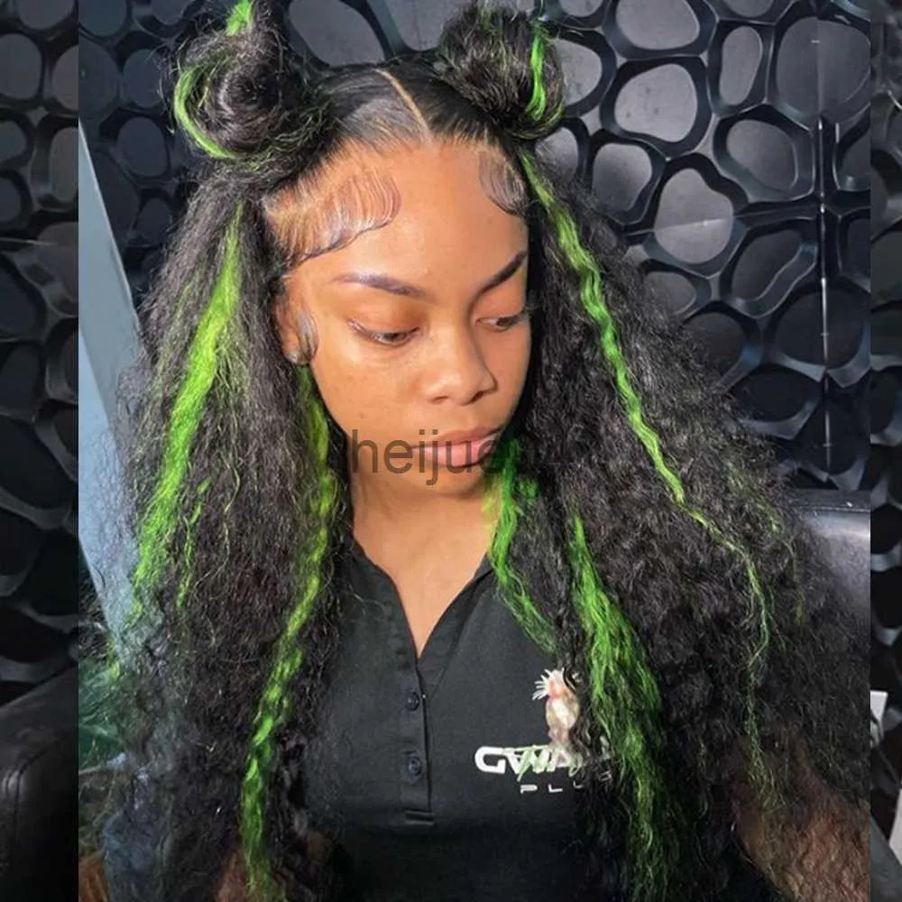 Человеческие волосы Бесплатные парики 34 -дюймовые выделения зеленого кружевного парика с передним париком глубоко вьющиеся парики с человеческими волосами окрашены 13x6 HD Deep Wave Frontal Wigs для чернокожих женщин x0802