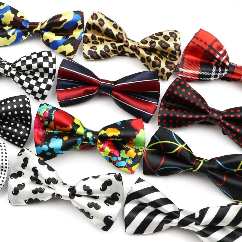 Bow Ties 52Styles Erkek Çizgili Paild Polyester Yenilik El yapımı Fomal Dot Leopar Sakal Desen Bowtie Party Hediye Erkekler