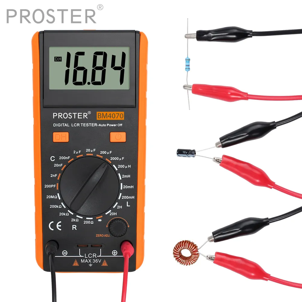 Multimetri Proster Multimetro digitale LCR Meter Tester Tool Kit per induttanza Capacità Resistenza Display LCD Misuratore BM4070 230804