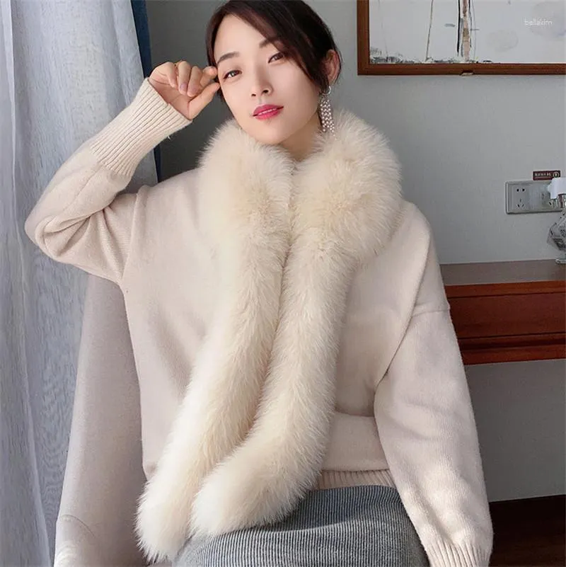 Scarves Real Fur Women Genuine Natural Tassel Scarf Winter Neck Warm Solid Shawl Thick Collar With Fashion Tail