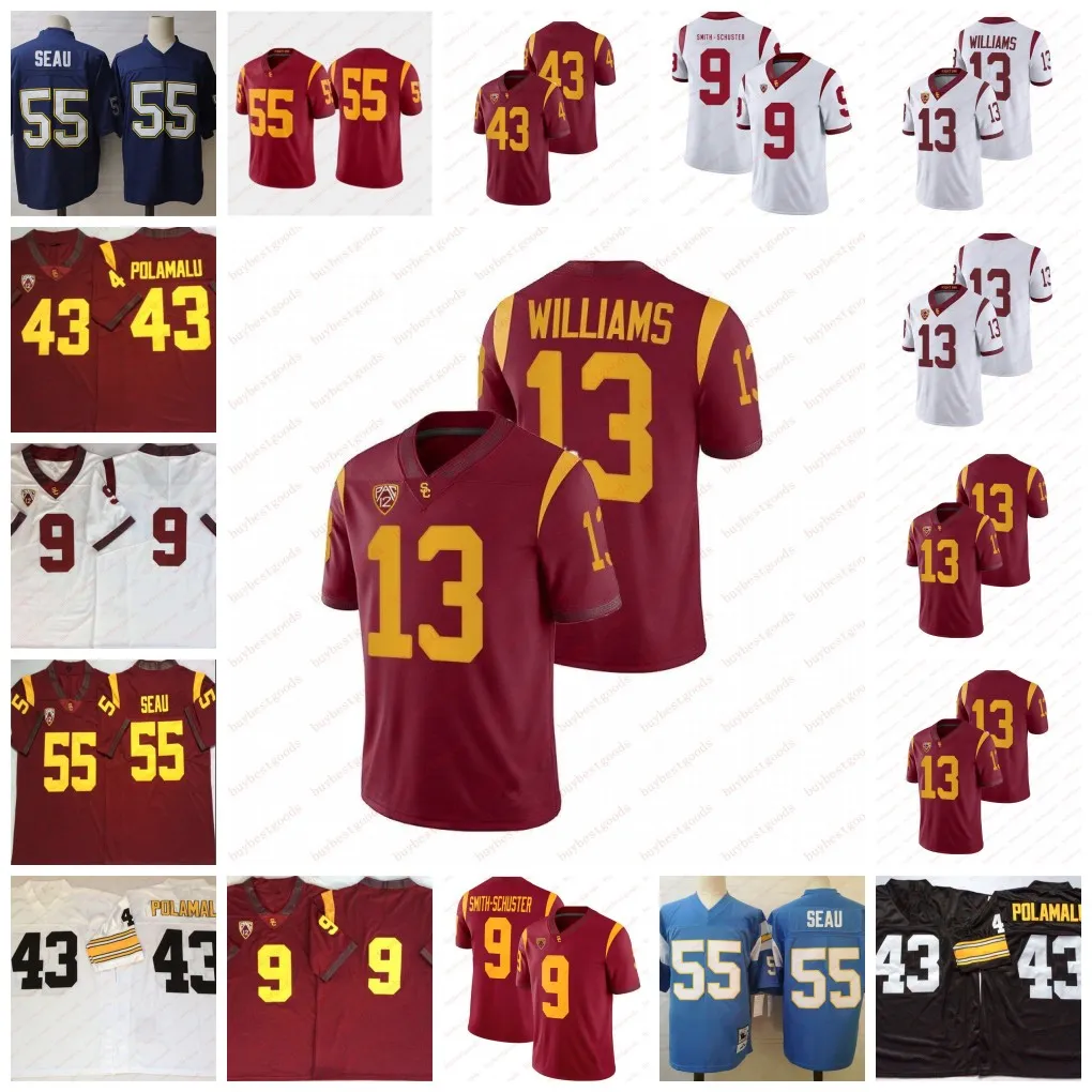 Mens Junior Seau USC Trojans Football Jersey Ed #9 Juju Smith-Schuster 43 Troy Polamalu 13 Caleb Williams USC Jersey