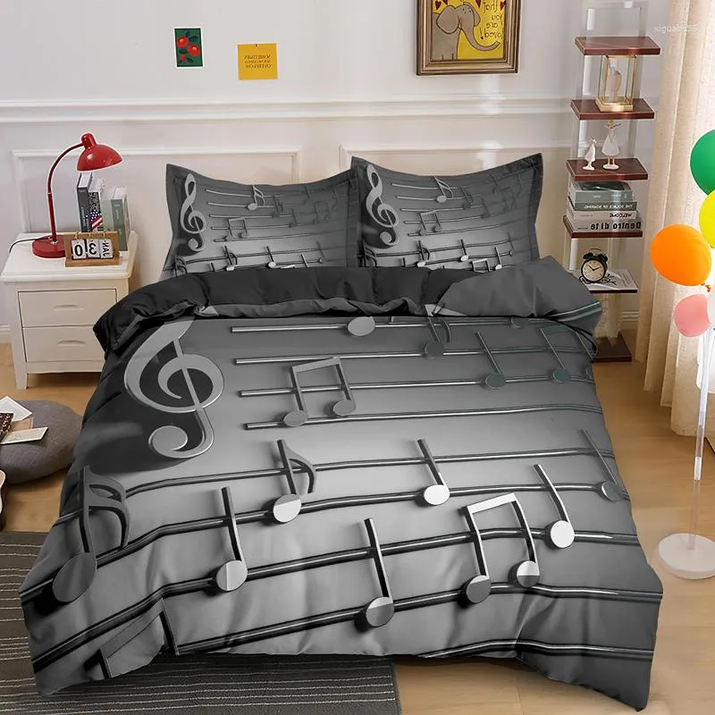 Ensembles de literie Note de musique Score Music Boy Kids Durex Quilt 3Pcs Twin King Full Size Housse de couette Ensemble de lin Couvre-lit 200x200 240x220