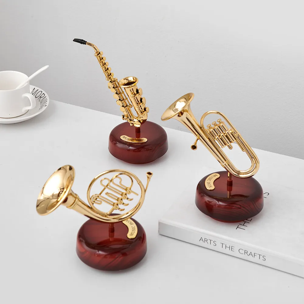 Decorative Objects Figurines Modern Miniature Musical Instrument Music Box Artificial Home Decoration Figurine for Interior Desk Ornaments Crafts 230807