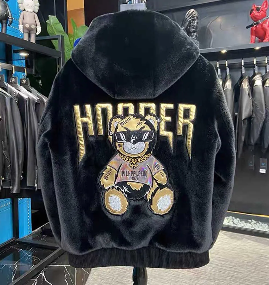 Designer Tech Jackets Winter Men Women Thick Warm Hooded Coats Fashion Couple Cashmere Coat Little Bear gold stamping Outwear for Street clothing